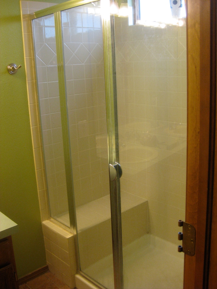 Shower with a totally useless seat.